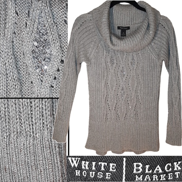 White House Black Market Sweaters - Wool blend glittery ribbed sweater